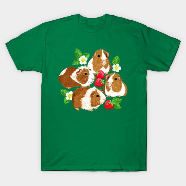 The Sweetest Guinea Pigs with Summer Strawberries T-Shirt by micklyn